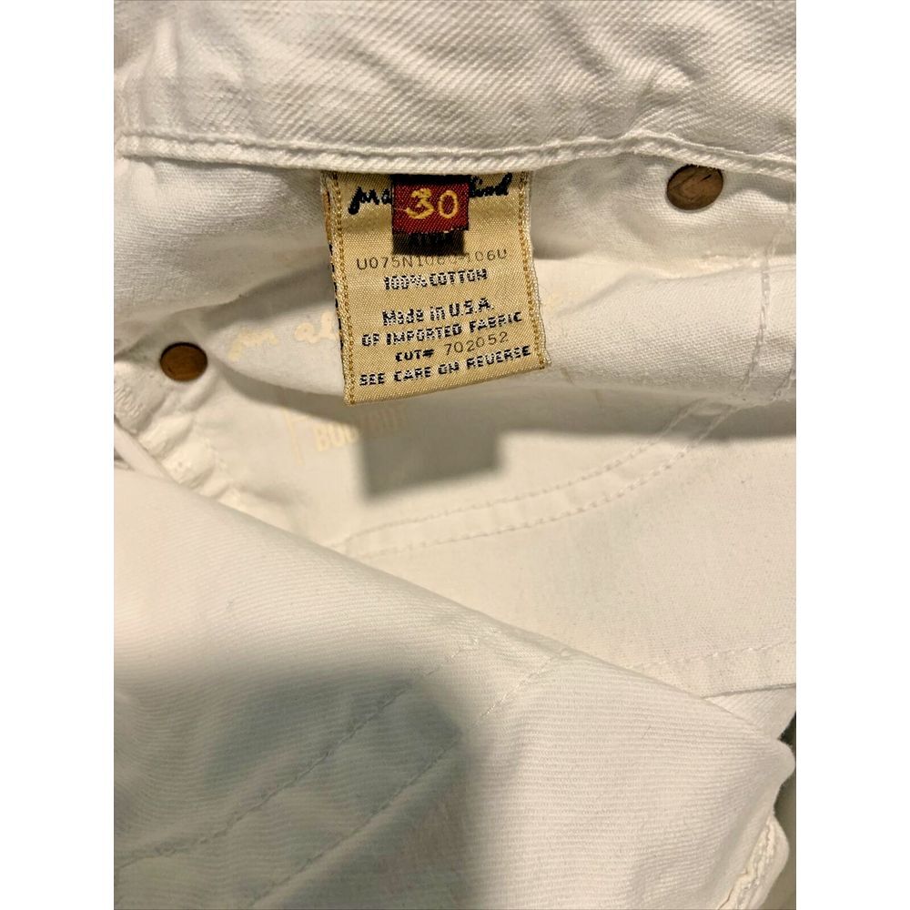 7 For All Mankind Jeans Women *30 White Denim Cropped Embroidery 3" cuff USA - Picture 12 of 13